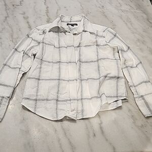 Banana Republic Gray and White Plaid Shirt